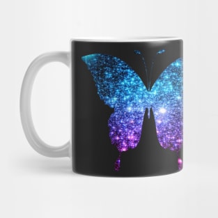 Teal and Purple Ombre Faux Glitter Butterfly Mug